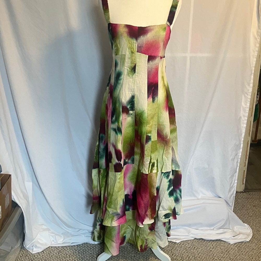 By Anthropologie floral watercolor tiered Maxi Dress size 12 EUC - Picture 2 of 15